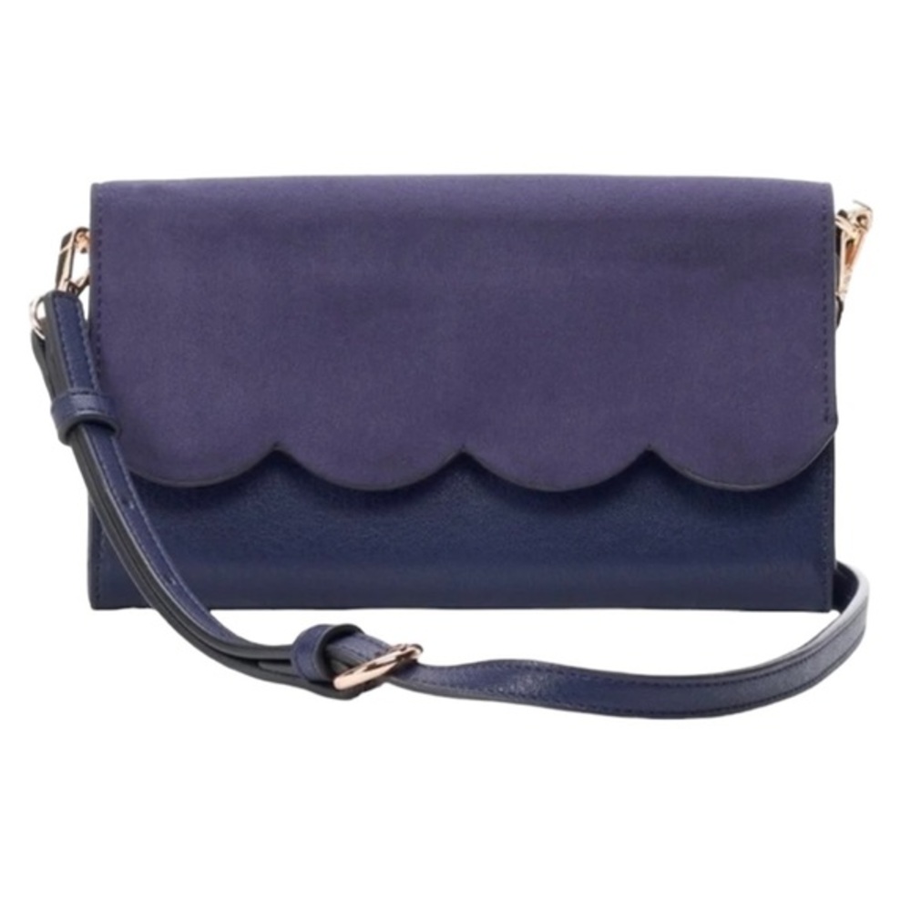 LC Lauren Conrad Scalloped Crossbody Purse‎ Navy Blue